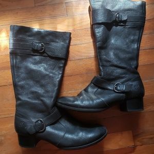 Black leather boots size 9.5